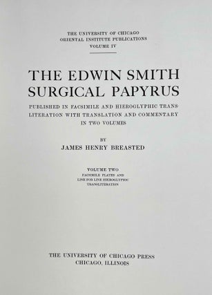 The Edwin Smith surgical papyri. Vol. II: Facsimile Plates and Line for Line Hieroglyphic Transliteration.[newline]M0207h-01.jpeg