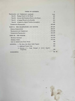 The Edwin Smith surgical papyri. Vol. I: Hieroglyphic Transliteration, Translation and Commentary. Vol. II: Facsimile Plates and Line for Line Hieroglyphic Transliteration (complete set)