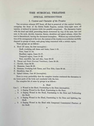 The Edwin Smith surgical papyri. Vol. I: Hieroglyphic Transliteration, Translation and Commentary. Vol. II: Facsimile Plates and Line for Line Hieroglyphic Transliteration (complete set)