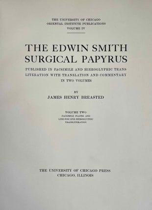 The Edwin Smith surgical papyri. Vol. I: Hieroglyphic Transliteration, Translation and Commentary. Vol. II: Facsimile Plates and Line for Line Hieroglyphic Transliteration (complete set)[newline]M0207i-17.jpeg