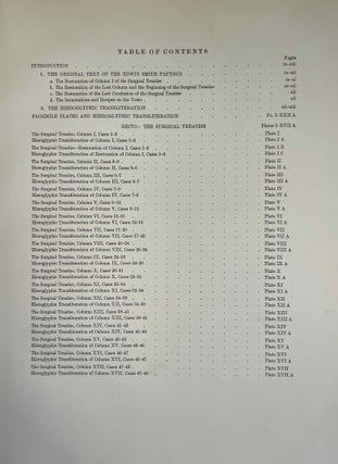 The Edwin Smith surgical papyri. Vol. I: Hieroglyphic Transliteration, Translation and Commentary. Vol. II: Facsimile Plates and Line for Line Hieroglyphic Transliteration (complete set)
