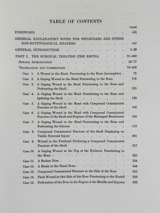 The Edwin Smith surgical papyri. Vol. I: Hieroglyphic Transliteration, Translation and Commentary. Vol. II: Facsimile Plates and Line for Line Hieroglyphic Transliteration (complete set)
