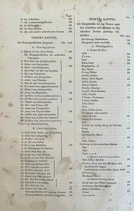 Die geographischen Inschriften Altägyptischen Denkmäler. Band I: Die Geographie des Alten Ägypten. Band II: Die Geographie der Nachbarländer Ägyptens. Band III: Die Geographie der Ägypter aus den Zeiten der Ptolemäer und Römer (complete set). Nach den altägyptischen Denkmälern. Zum ersten Male zusammengestellt und verglichen mit den geographischen Angaben der heiligen Schrift und der griechischen, römischen, koptischen und arabischen Schriftsteller.