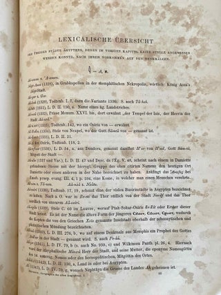 Die geographischen Inschriften Altägyptischen Denkmäler. Band I: Die Geographie des Alten Ägypten. Band II: Die Geographie der Nachbarländer Ägyptens. Band III: Die Geographie der Ägypter aus den Zeiten der Ptolemäer und Römer (complete set). Nach den altägyptischen Denkmälern. Zum ersten Male zusammengestellt und verglichen mit den geographischen Angaben der heiligen Schrift und der griechischen, römischen, koptischen und arabischen Schriftsteller.