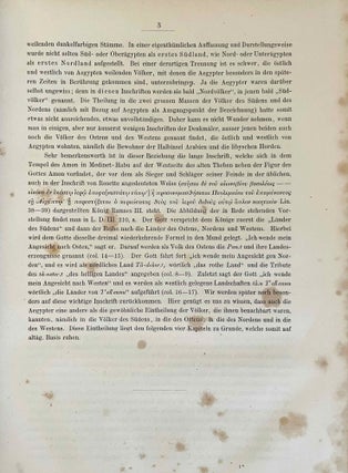 Die geographischen Inschriften Altägyptischen Denkmäler. Band I: Die Geographie des Alten Ägypten. Band II: Die Geographie der Nachbarländer Ägyptens. Band III: Die Geographie der Ägypter aus den Zeiten der Ptolemäer und Römer (complete set). Nach den altägyptischen Denkmälern. Zum ersten Male zusammengestellt und verglichen mit den geographischen Angaben der heiligen Schrift und der griechischen, römischen, koptischen und arabischen Schriftsteller.