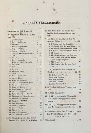 Die geographischen Inschriften Altägyptischen Denkmäler. Band I: Die Geographie des Alten Ägypten. Band II: Die Geographie der Nachbarländer Ägyptens. Band III: Die Geographie der Ägypter aus den Zeiten der Ptolemäer und Römer (complete set). Nach den altägyptischen Denkmälern. Zum ersten Male zusammengestellt und verglichen mit den geographischen Angaben der heiligen Schrift und der griechischen, römischen, koptischen und arabischen Schriftsteller.