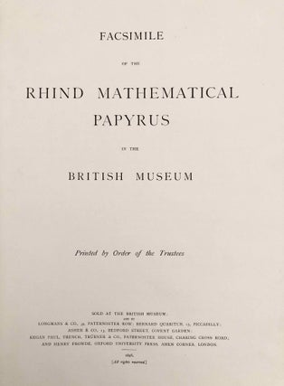 Facsimilé of the Rhind mathematical papyrus[newline]M0265b-02.jpeg