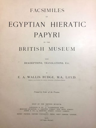 Facsimiles of Egyptian Hieratic Papyri in the British Museum. 1st series.