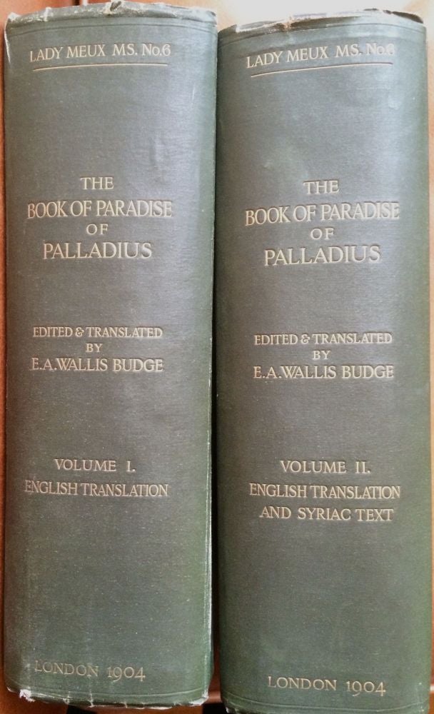 Item #M0271 The Book of Paradise. Vol. I: English translation. Vol. II: English translation, index and Syriac text (complete set). BUDGE Ernest Alfred Wallis.[newline]M0271.jpg
