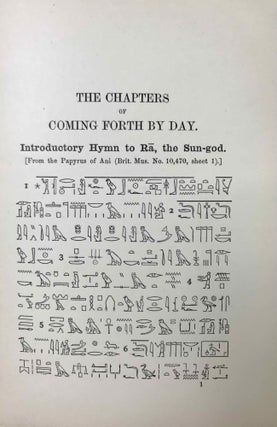 The Chapters of Coming Forth by Day. Or the Theban Recension of the Book of the Dead. The Egyptian Hieroglyphic Text edited from Numerous Papyri. Vol. I: Chapters I-LXIV. Vol. II: Chapters LXV-CLII. Vol. III: Chapters CLIII-CXC and Appendices (complete set)[newline]M0278d-06.jpeg