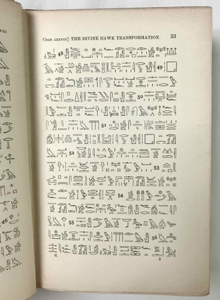 The Chapters of Coming Forth by Day. Or the Theban Recension of the Book of the Dead. The Egyptian Hieroglyphic Text edited from Numerous Papyri. Vol. I: Chapters I-LXIV. Vol. II: Chapters LXV-CLII. Vol. III: Chapters CLIII-CXC and Appendices (complete set)[newline]M0278d-09.jpeg