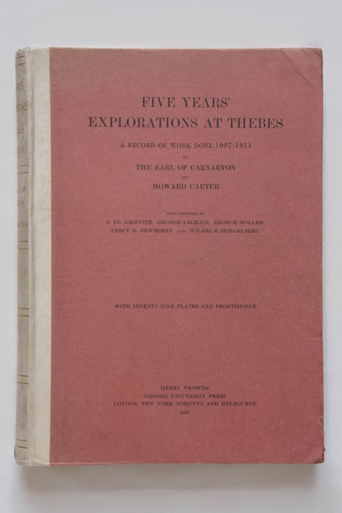 Item #M0312a Five years explorations at Thebes. A record of work done 1907-1911. CARNARVON - CARTER Howard, The Earl of.[newline]M0312a.jpg