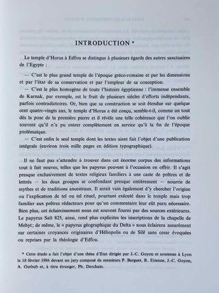 Essai sur la théologie du temple d'Horus à Edfou. Tomes I & II (complete set)