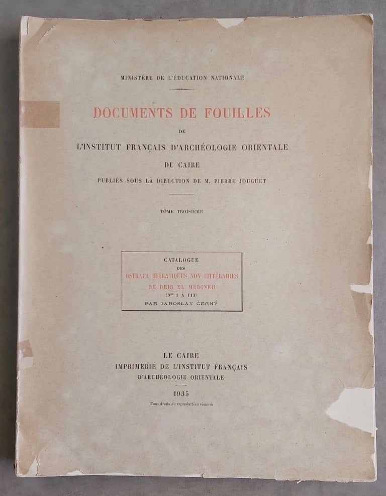 Item #M0326a Catalogue des ostraca hiératiques non littéraires de Deir el-Medineh. Tome I: Nos 1-113. CERNY Jaroslav.[newline]M0326a.jpg
