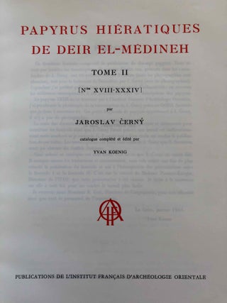 Papyrus hiératiques de Deir el-Medineh. Tome I: Nos I-XVII. Tome II: XVIII-XXXIV (complete set)[newline]M0334e-10.jpg