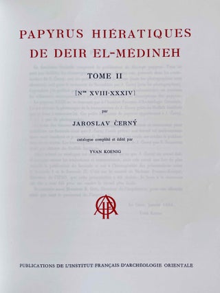 Papyrus hiératiques de Deir el-Medineh. Tome I: Nos I-XVII. Tome II: XVIII-XXXIV (complete set)[newline]M0334j-11.jpeg