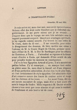 Lettres et journaux de Champollion, recueillis et anotés par H. Hartleben. Tome I: Lettres écrites d'Italie. Tome II: Lettres et journaux écrits pendant le voyage d'Egypte (complete set)