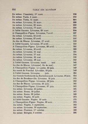 Lettres et journaux de Champollion, recueillis et anotés par H. Hartleben. Tome I: Lettres écrites d'Italie. Tome II: Lettres et journaux écrits pendant le voyage d'Egypte (complete set)