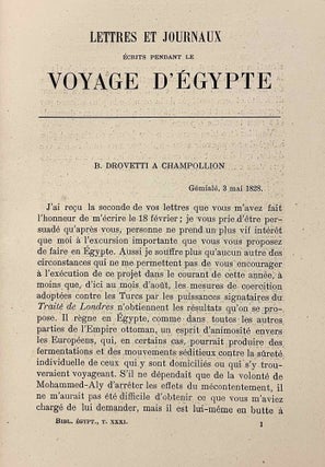 Lettres et journaux de Champollion, recueillis et anotés par H. Hartleben. Tome I: Lettres écrites d'Italie. Tome II: Lettres et journaux écrits pendant le voyage d'Egypte (complete set)