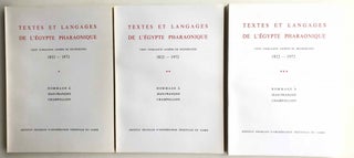 Item #M0349d Hommage à J.F. Champollion - Textes et langages de l'Egypte pharaonique. Cent...