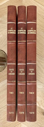 Item #M0349j Hommage à J.F. Champollion - Textes et langages de l'Egypte pharaonique. Cent...