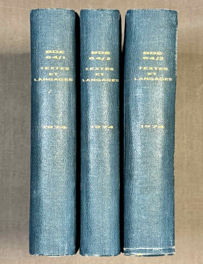 Item #M0349n Hommage &agrave; J.F. Champollion - Textes et langages de l'Egypte pharaonique. Cent cinquante ann&eacute;es de recherches. Tomes I, II & III (complete set). CHAMPOLLION Jean-Fran&ccedil;ois, in honorem.[newline]M0349n-00.jpeg