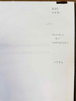 Hommage &agrave; J.F. Champollion - Textes et langages de l'Egypte pharaonique. Cent cinquante ann&eacute;es de recherches. Tomes I, II & III (complete set)[newline]M0349n-02.jpeg