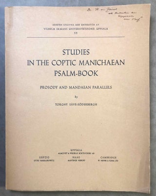 Item #M0352c Studies in the Coptic Manichaean psalm-book, prosody and Mandaean parallels....[newline]M0352c.jpg