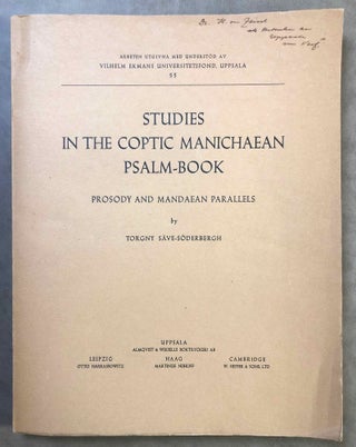 Item #M0352c Studies in the Coptic Manichaean psalm-book, prosody and Mandaean parallels....