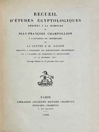 Recueil d'&eacute;tudes &eacute;gyptologiques d&eacute;di&eacute;es &agrave; la m&eacute;moire de Jean-Fran&ccedil;ois Champollion &agrave; l'occasion du centenaire de la lettre &agrave; M. Dacier[newline]M0361c-06.jpeg