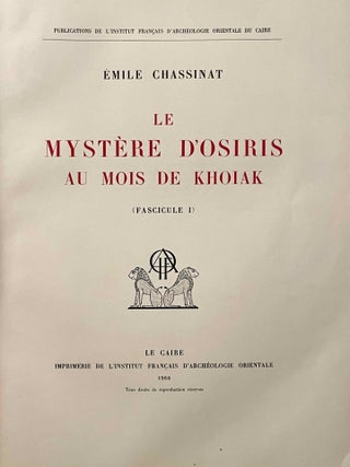 Le myst&egrave;re d'Osiris au mois de Khoiak. Fasc. 1 & 2 (complete set)[newline]M0364h-03.jpeg