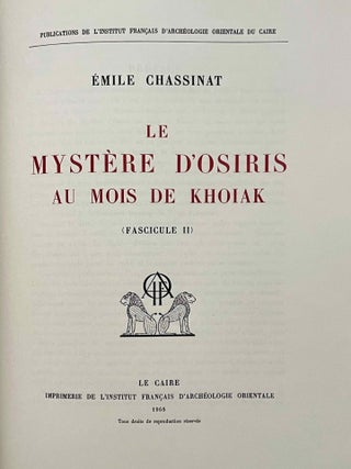 Le myst&egrave;re d'Osiris au mois de Khoiak. Fasc. 1 & 2 (complete set)[newline]M0364h-11.jpeg