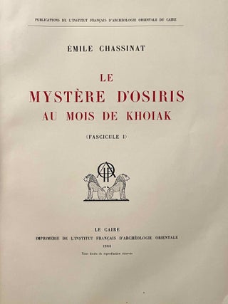 Le myst&egrave;re d'Osiris au mois de Khoiak. Fasc. 1 & 2 (complete set)[newline]M0364i-02.jpeg