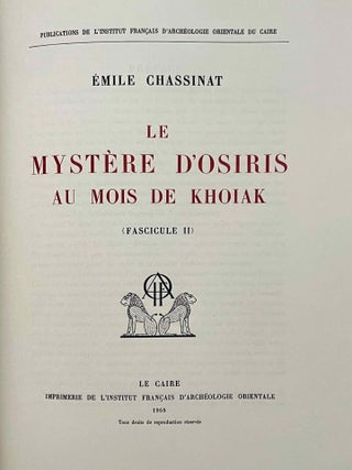 Le myst&egrave;re d'Osiris au mois de Khoiak. Fasc. 1 & 2 (complete set)[newline]M0364i-10.jpeg