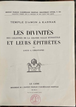 Temple d'Amon à Karnak. Les divinités des colonnes de la grande salle hypostyle et leurs épithètes