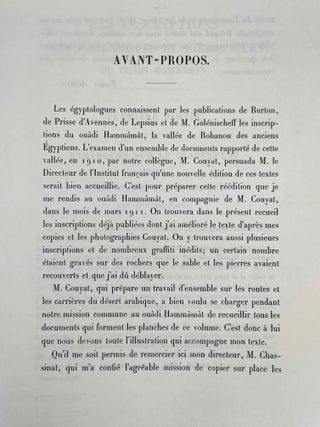Les inscriptions hi&eacute;roglyphiques et hi&eacute;ratiques du Ou&acirc;di Hamm&acirc;m&acirc;t. Fasc. 1: texte et Fasc. 2: Planches (complete set). XEROX.[newline]M0380f-04.jpeg
