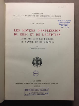 Les moyens d'expression du grec et de l'égyptien