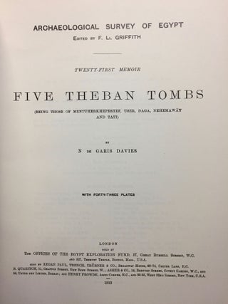 Five Theban tombs. Being those of Mentuherkhepeshef, User, Daga, Nehemawäy and Tati.[newline]M0402b-02.jpg