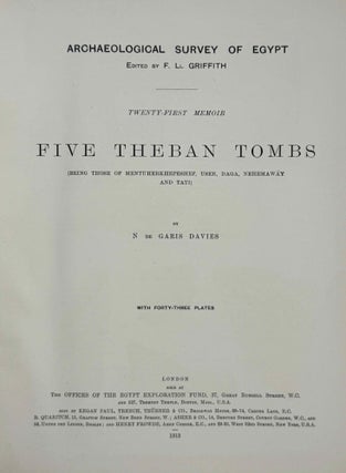 Five Theban tombs. Being those of Mentuherkhepeshef, User, Daga, Nehemawäy and Tati.