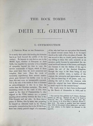 The rock tombs of Deir el-Gebrawi. Part I: Tomb of Aba and smaller tombs of the southern group. Part II: Tomb of Zau and tombs of the northern group (complete set)