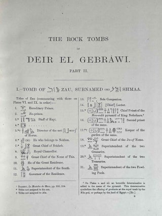 The rock tombs of Deir el-Gebrawi. Part I: Tomb of Aba and smaller tombs of the southern group. Part II: Tomb of Zau and tombs of the northern group (complete set)
