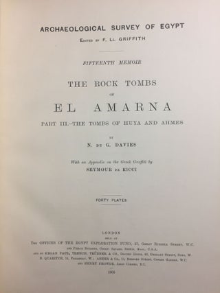 The rock tombs of Tell el-Amarna. Complete set of 6 volumes in the FIRST EDITION. Part I: The Tomb of Meryra.[newline]M0410-18.jpg