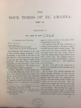 The rock tombs of Tell el-Amarna. Complete set of 6 volumes in the FIRST EDITION. Part I: The Tomb of Meryra.[newline]M0410-20.jpg