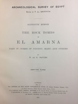 The rock tombs of Tell el-Amarna. Complete set of 6 volumes in the FIRST EDITION. Part I: The Tomb of Meryra.[newline]M0410-25.jpg