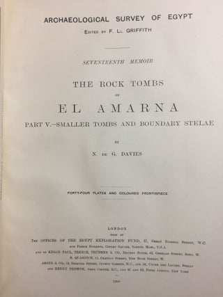 The rock tombs of Tell el-Amarna. Complete set of 6 volumes in the FIRST EDITION. Part I: The Tomb of Meryra.[newline]M0410-34.jpg