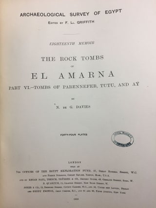 The rock tombs of Tell el-Amarna. Complete set of 6 volumes in the FIRST EDITION. Part I: The Tomb of Meryra.[newline]M0410-52.jpg