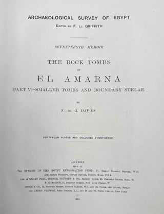 The rock tombs of Tell el-Amarna. Complete set of 6 volumes. Part I: The Tomb of Meryra. Part II: The Tombs of Panehesy and Meryra II. Part III: The Tombs of Huya and Ahmes. Part IV: Tombs of Penthu, Mahu, and Others. Part V: Smaller Tombs and Boundary Stelae. Part VI: Tombs of Parennefer, Tutu, and Aÿ (complete set)[newline]M0410e-40.jpeg