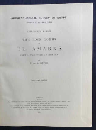 The rock tombs of Tell el-Amarna. Complete set of 6 volumes. Part I: The Tomb of Meryra. Part II: The Tombs of Panehesy and Meryra II. Part III: The Tombs of Huya and Ahmes. Part IV: Tombs of Penthu, Mahu, and Others. Part V: Smaller Tombs and Boundary Stelae. Part VI: Tombs of Parennefer, Tutu, and Aÿ (complete set)[newline]M0410h-02.jpg