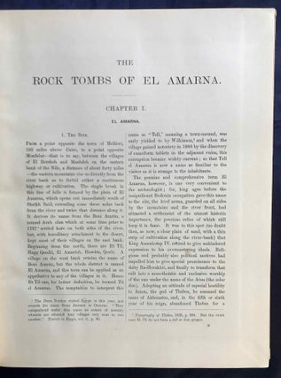 The rock tombs of Tell el-Amarna. Complete set of 6 volumes. Part I: The Tomb of Meryra. Part II: The Tombs of Panehesy and Meryra II. Part III: The Tombs of Huya and Ahmes. Part IV: Tombs of Penthu, Mahu, and Others. Part V: Smaller Tombs and Boundary Stelae. Part VI: Tombs of Parennefer, Tutu, and Aÿ (complete set)[newline]M0410h-05.jpg
