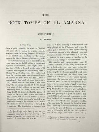 The rock tombs of Tell el-Amarna. Complete set of 6 volumes. Part I: The Tomb of Meryra. Part II: The Tombs of Panehesy and Meryra II. Part III: The Tombs of Huya and Ahmes. Part IV: Tombs of Penthu, Mahu, and Others. Part V: Smaller Tombs and Boundary Stelae. Part VI: Tombs of Parennefer, Tutu, and Aÿ (complete set)[newline]M0410m-07.jpeg
